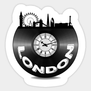 LONDON, Skyline London and black disk, Retro, Big Ben Sticker